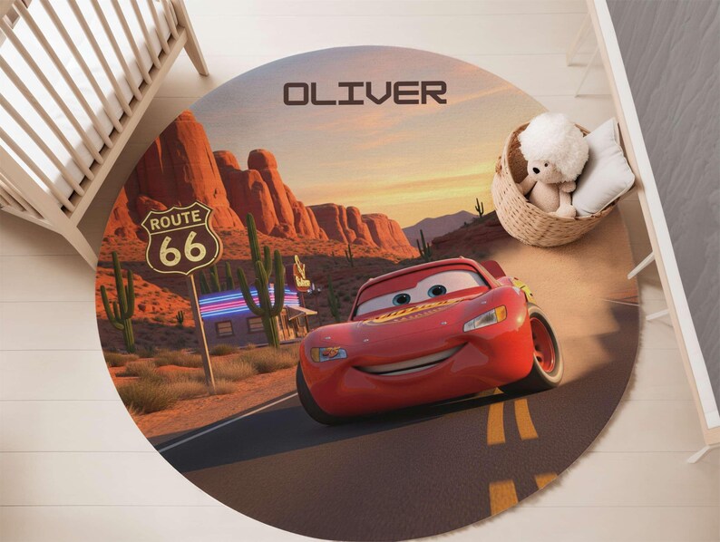 Personalized Lightning Mcqueen Rug, Custom Disney Cars Play Mat, Route ...