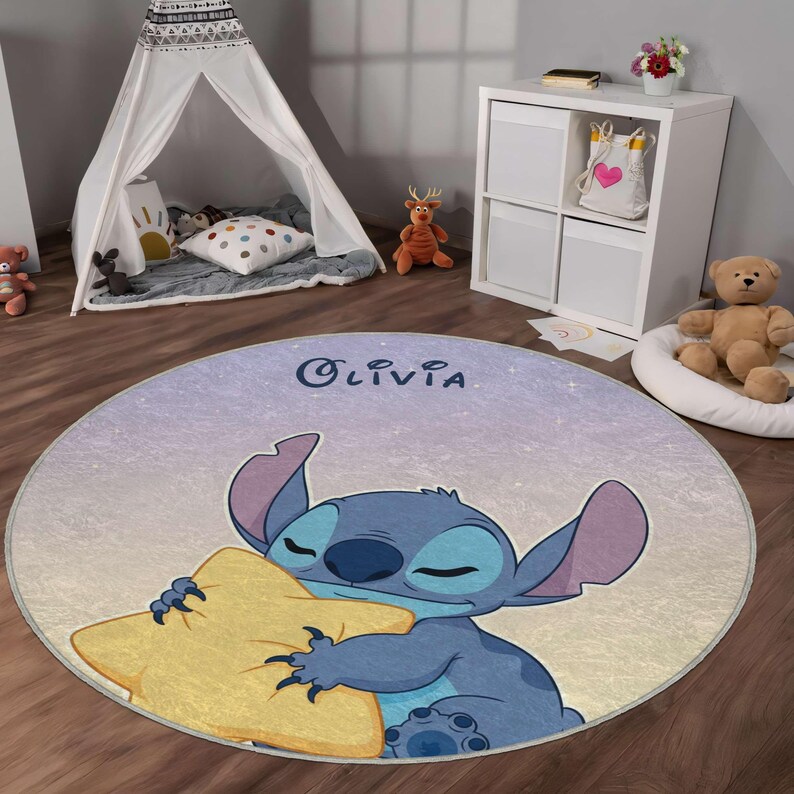 Personalized Baby Nursery Rug: Cartoon Alien Design, Soft Velveteen image 4