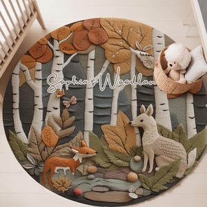 Personalized Woodland Animals Rug: Custom Nursery Decor image 1