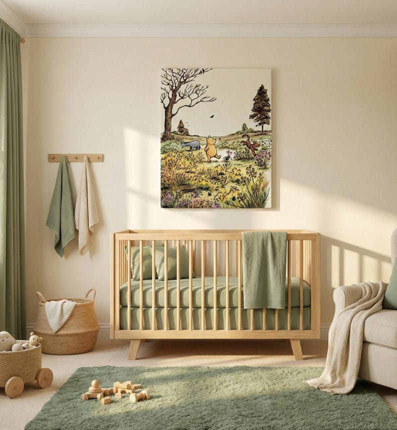 Classic Winnie the Pooh Canvas Wall Art, Hundred Acre Wood Nursery ...