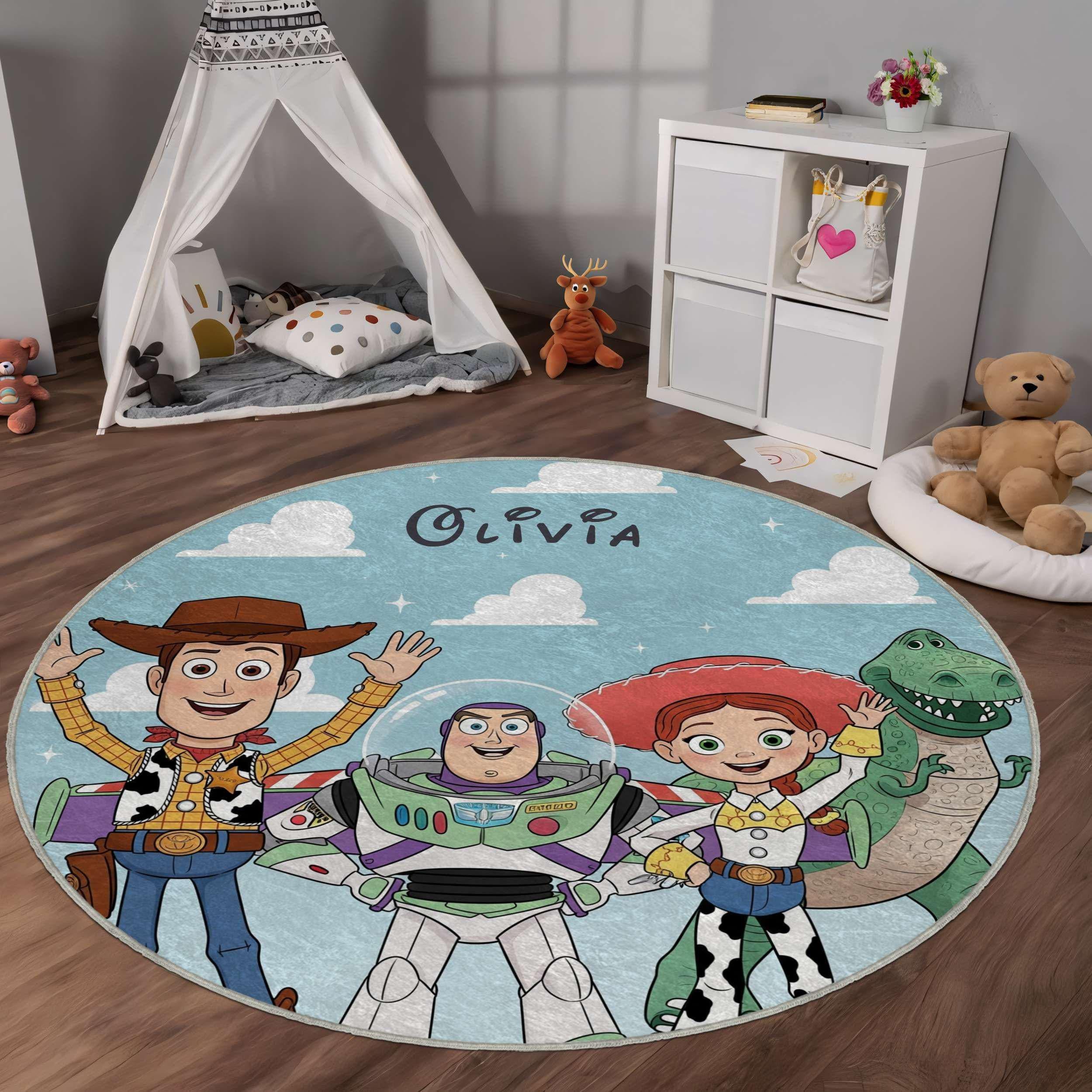 Personalized Toy Story Rug: Disney Nursery Decor, Woody Buzz Kids Room ...