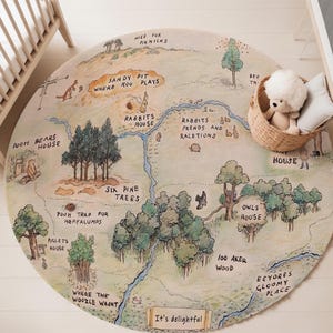 Klassischer Winnie Pooh Teppich, Hundred Morgen Holz Baby Teppich, Handgemachter Teppich, Handgemachter Teppich mit rutschfester Karte, Winnie the Pooh Teppich
