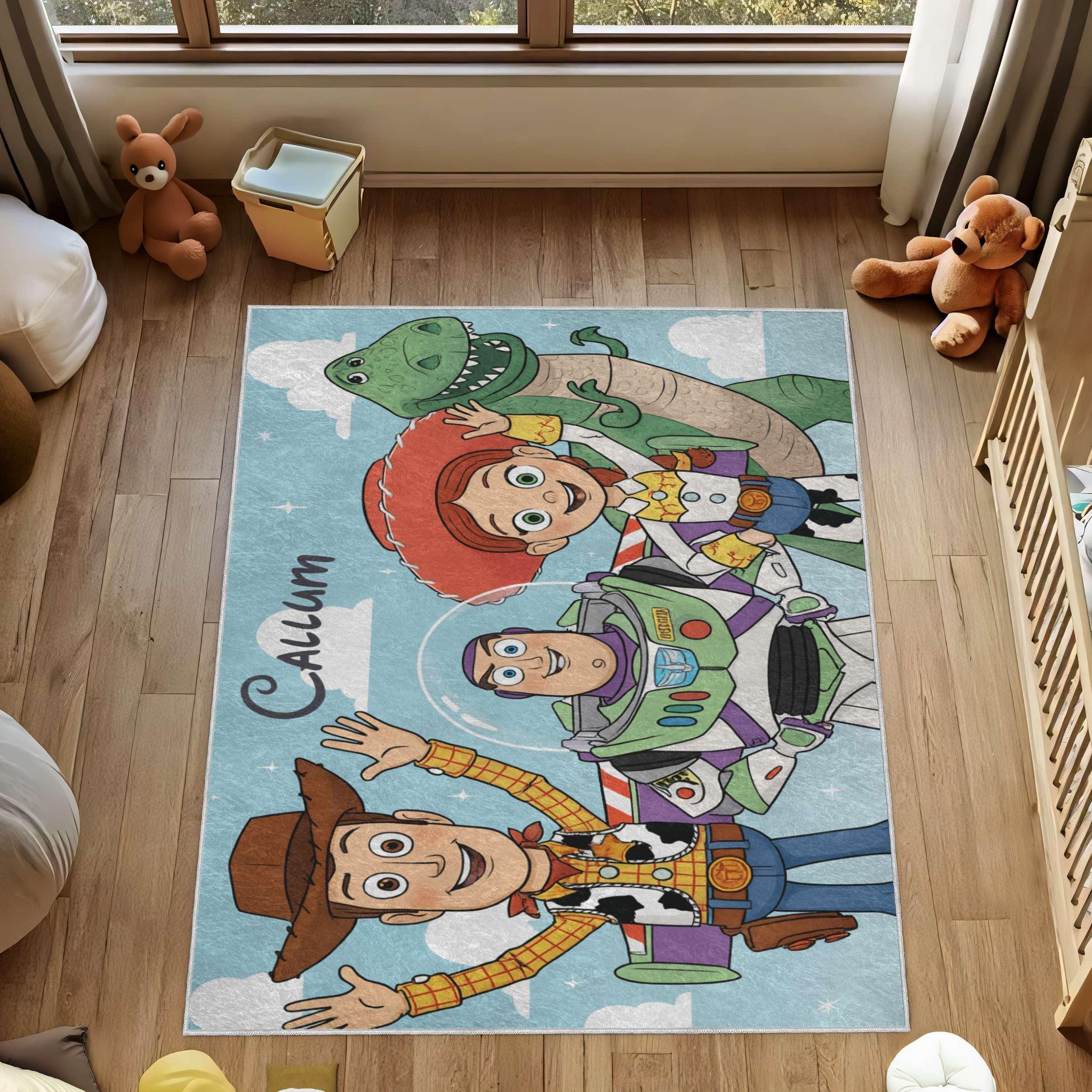 Discover Personalized Toy Story Rug, Disney Nursery Decor, Woody Buzz Kids Room Carpet