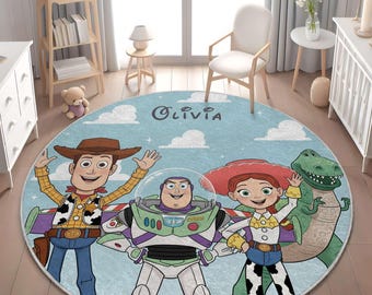 Personalized Toy Story Rug: Soft Velveteen Nursery Decor