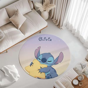 Personalized Baby Nursery Rug: Cartoon Alien Design, Soft Velveteen image 6