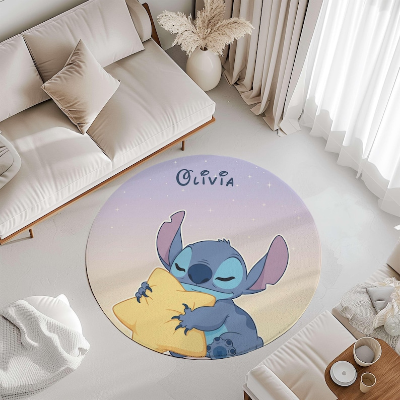 Personalized Baby Nursery Rug: Cartoon Alien Design, Soft Velveteen image 6