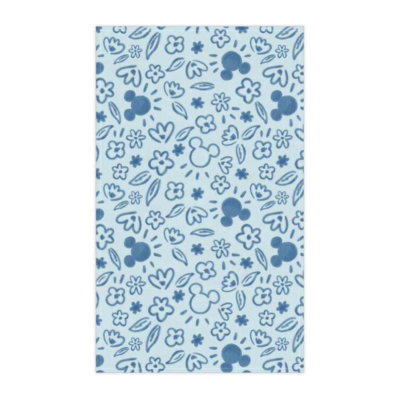 Disney Mickey Mouse Kitchen Towel - Mickey Mouse Floral Tea Towel - Blue Disney Home Decor - Cotton Dish Cloth - Housewarming Gift image 5