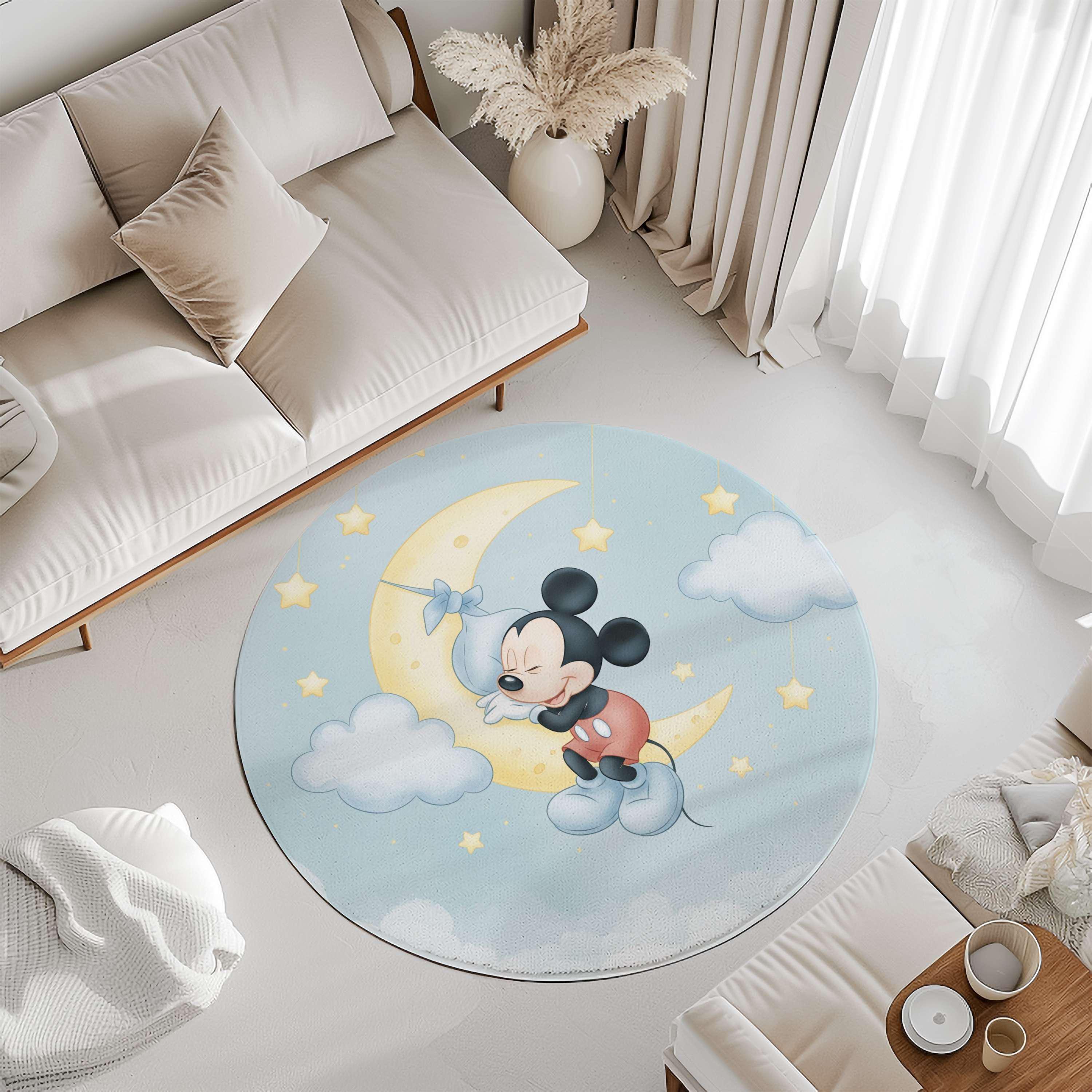 Mickey Mouse Nursery Rug: Moon & Stars Baby Room Carpet - Etsy