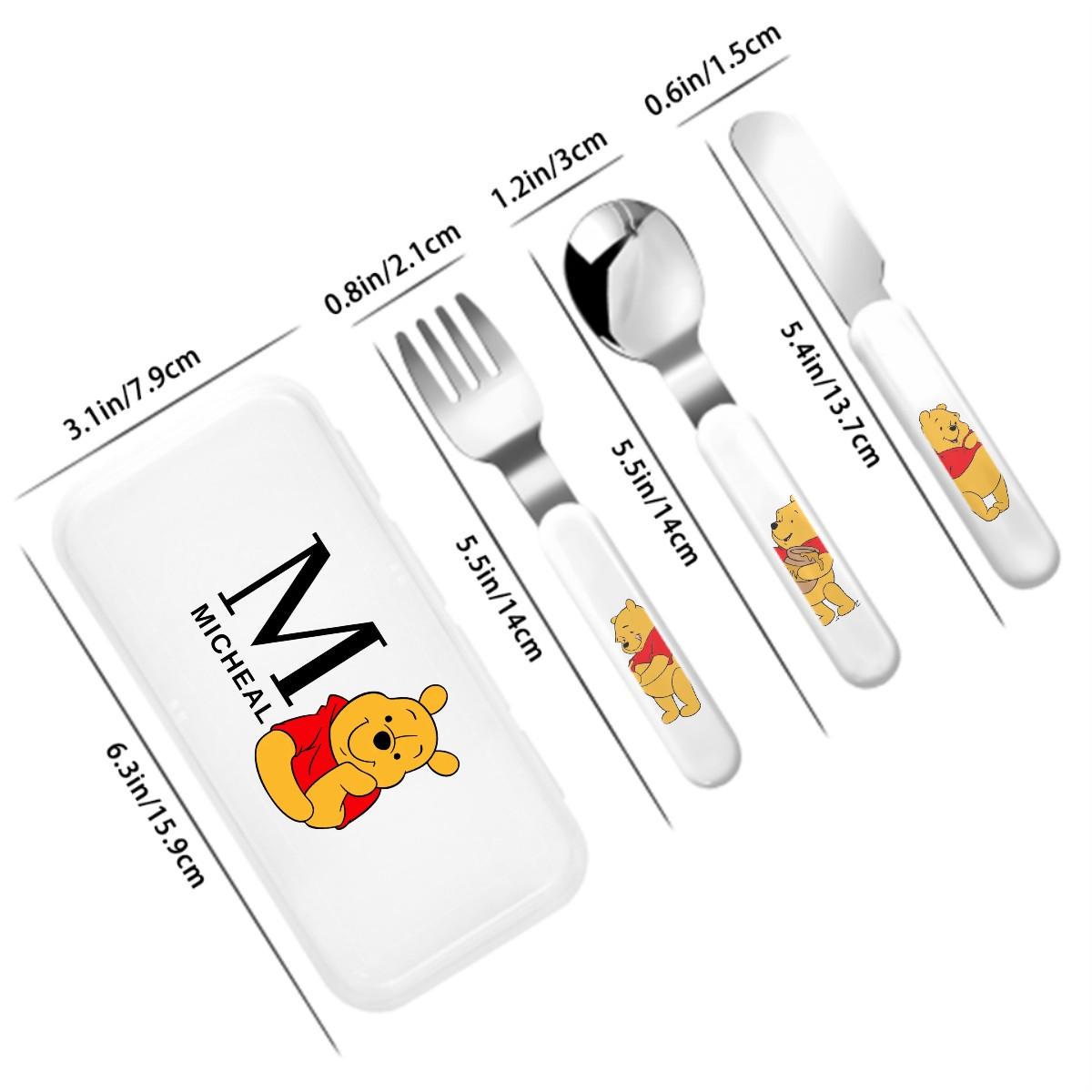 Custom Winnie the Pooh Cutlery Set: Personalized Kids Spoon, Fork
