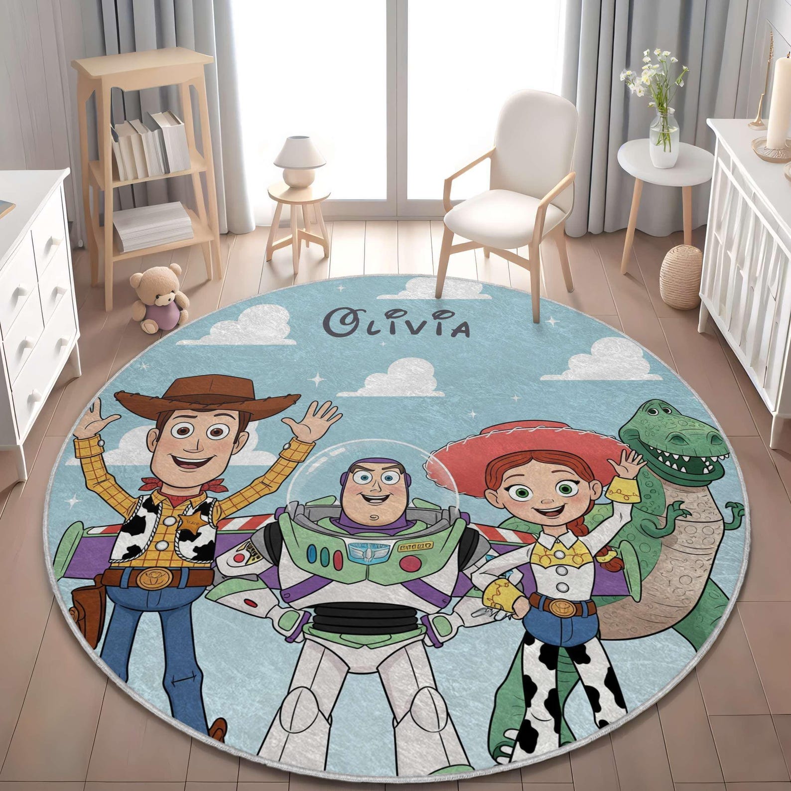Story Rug Personalized Toy Story Rug: Disney Nursery Decor, Woody Buzz Kids Room ...