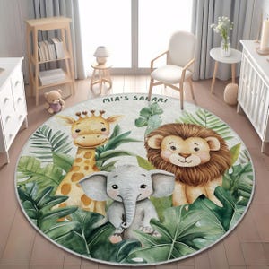 Benutzerdefinierter Name Safari Kinderzimmerteppich, Baby-Safari-Teppich, personalisierter Babyteppich, Safari-Kinderzimmerteppich, Babyzimmer-Spielmatte, benutzerdefinierter Kinderzimmerteppich