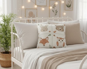 Woodland Animal Pillow Cover, Kids Nursery Decor