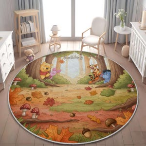 Personalized Winnie the Pooh Nursery Rug: Forest Friends Play Mat