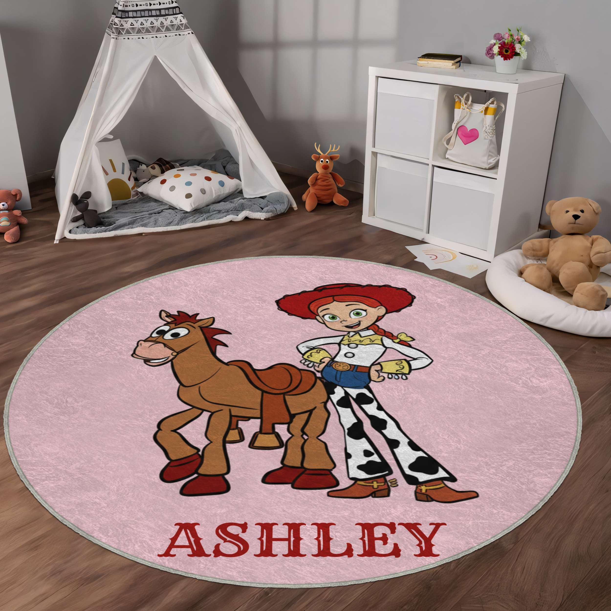 Discover Disney Toy Story Jessie Rug, Personalized Jessie Bullseye Round Carpet, Toy Story Nursery Decor, Custom Girl Room Mat, Jessie Cowgirl Gift