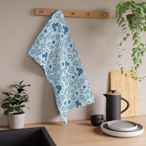 Disney Mickey Mouse Kitchen Towel - Mickey Mouse Floral Tea Towel - Blue Disney Home Decor - Cotton Dish Cloth - Housewarming Gift image 4
