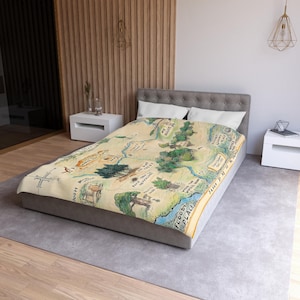 Winnie the Pooh Map Duvet Cover, Hundred Acre Wood Kids Bedding Set, Pooh Bear Bedroom Decor, Baby Room Accessories, POOH BEAR Bed Spread