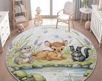 Alfombra de bebé personalizada de Bambi: decoración infantil personalizada, terciopelo suave