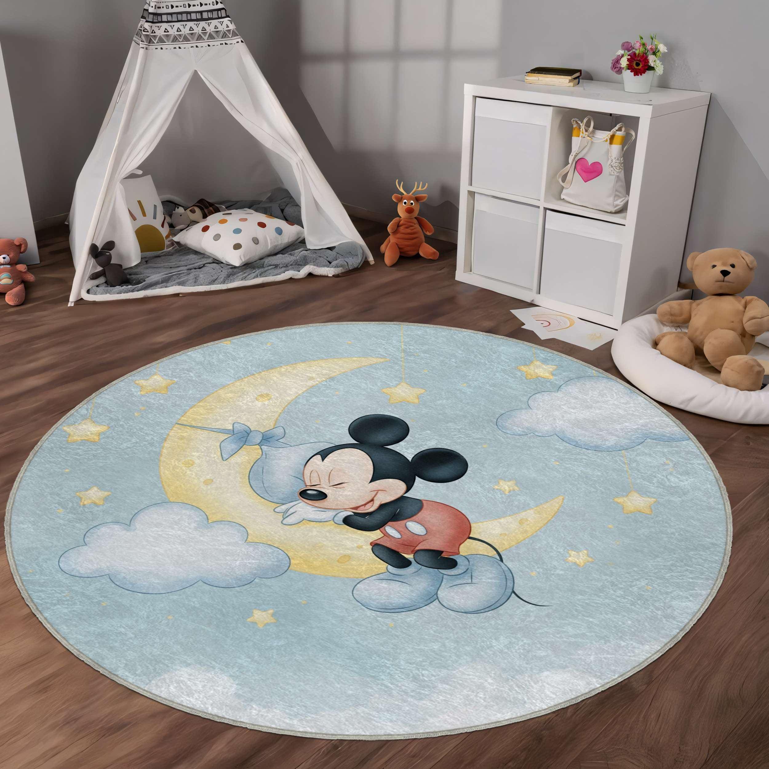 Mickey Mouse Nursery Rug: Moon & Stars Baby Room Carpet - Etsy