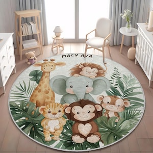 Safari Kinderzimmer Teppich, Baby Safari Teppich, personalisierte Baby Teppich, Safari Kindergarten Teppich, Benutzerdefinierte Name auf Teppich