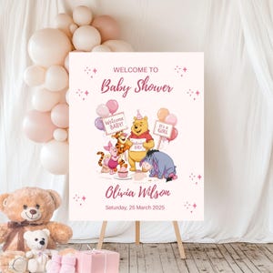 Letrero de bienvenida para baby shower de Winnie the Pooh: tablero de espuma personalizado