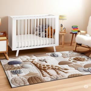 Giraffe Babyzimmer Teppich, Safari Teppich für Mädchen und Jungen, Dschungel Tier Spielteppich, Giraffe Kinderzimmer Teppich, Spielzimmer Teppich, Safari Baby Teppich, Baby-Dusche-Teppich