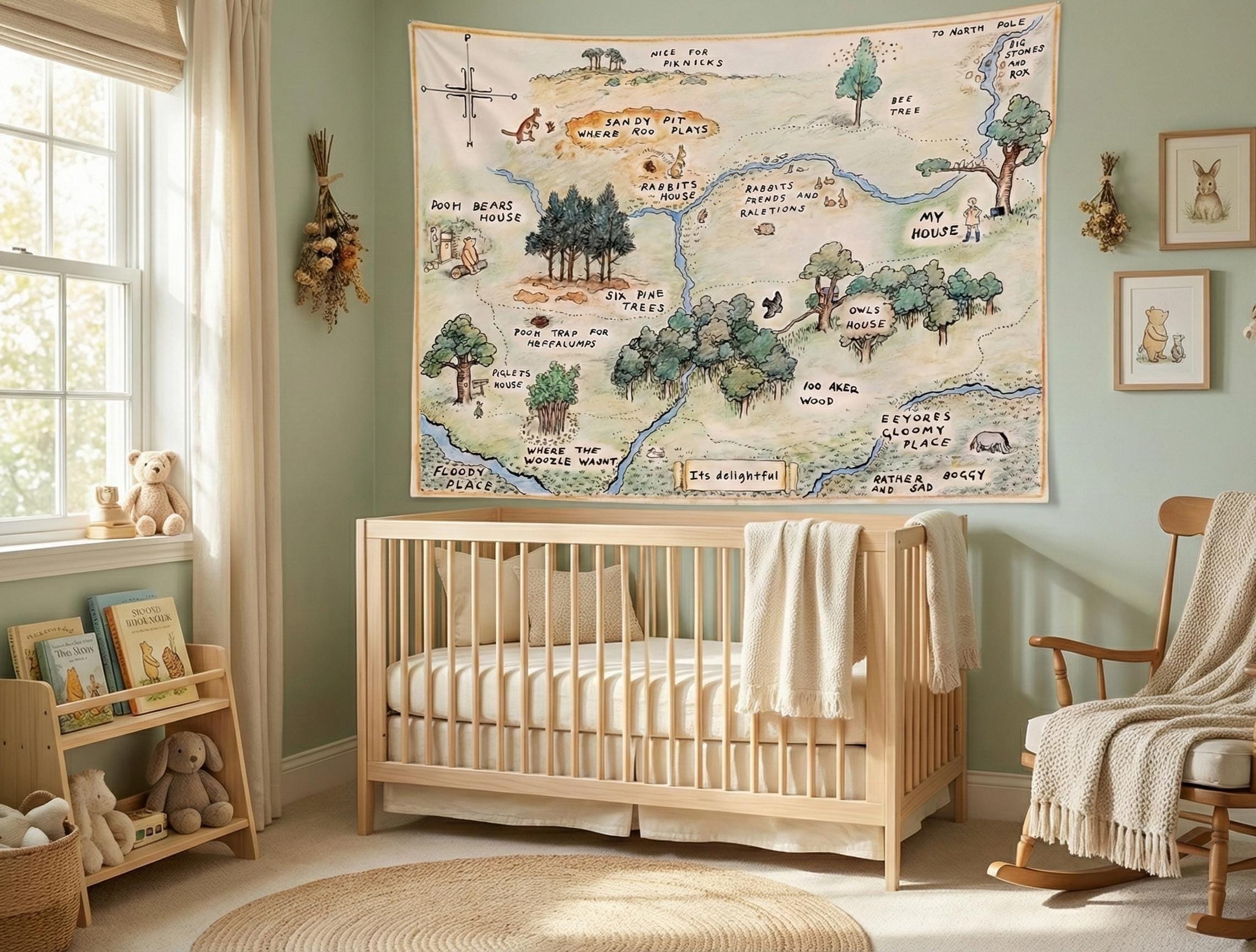 Winnie the Pooh Map Tapestry, Hundred Acre Wood Disney Nursery