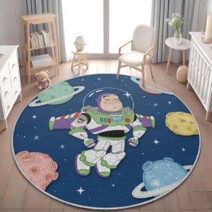 Tappeto per la cameretta di Buzz Lightyear: tappeto da gioco spaziale dei cartoni animati Disney