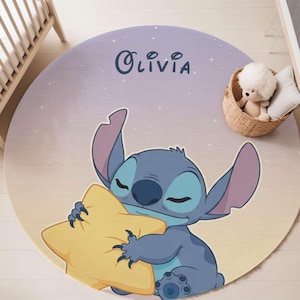 Personalized Baby Nursery Rug: Cartoon Alien Design, Soft Velveteen image 1
