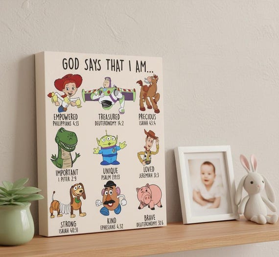 Christian Nursery Canvas: Toy Story Inspired, Baby Wall Art