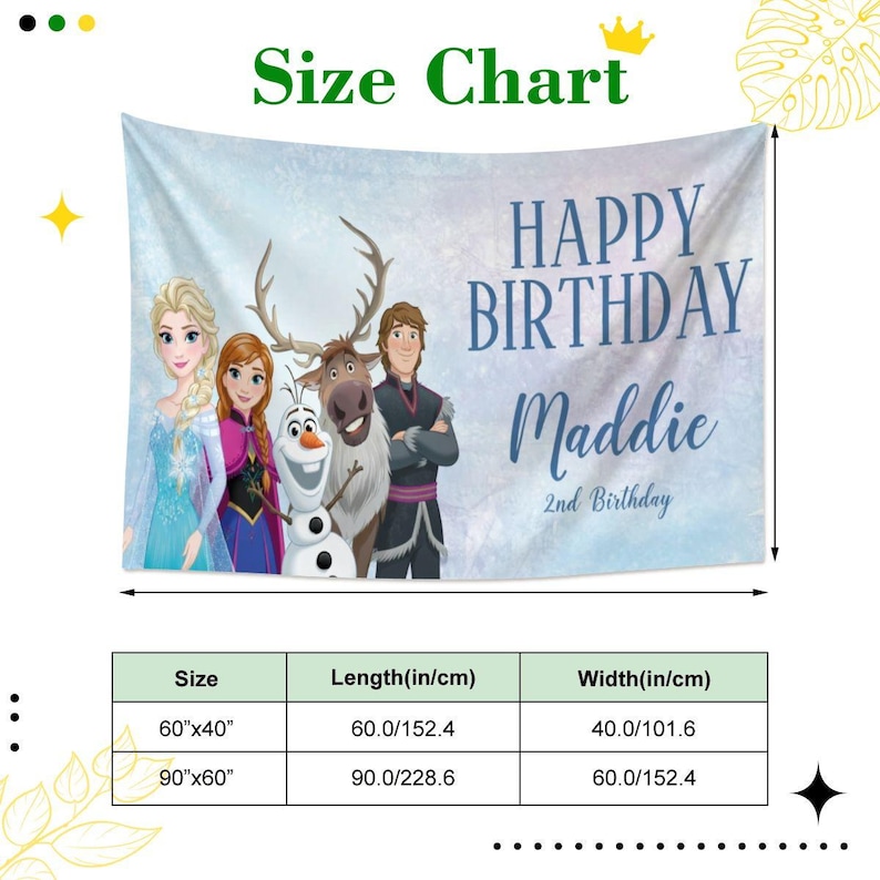 Frozen Birthday Backdrop, Elsa Anna Olaf Party Banner, Personalized Frozen Tapestry, Winter Onederland Decor, Custom Princess Birthday Gift image 6