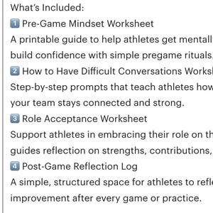 Athlete Mindset Printables | 4 Worksheets to Support Peak Performance | Tools for Youth & Collegiate Athletes by Mental Performance Coach