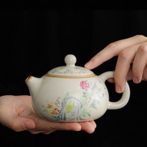 Personalized Ru Yao Floral Xishi Teapot, Ceramic Teapot, Gongfu Tea, Handmade Teapot, Gift for Tea Loversm, Custom Teapot
