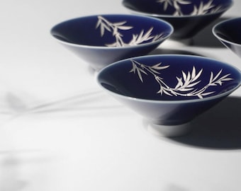 Hand-Painted Blue Bamboo Teacup: 60ml Ceramic Jianzhai Tea Lover Gift