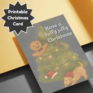 Cute Printable Christmas Card, Merry Christmas Card, Printable Holiday Cards, 5x7 Inch, Digital Download, Christmas card for teachers