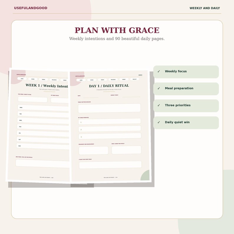 90 Day Digital Life Reset Planner for Women, Fillable PDF and Goodnotes ...