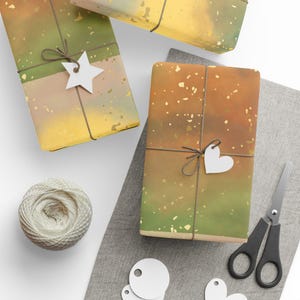 Papier do pakowania, Złote plamki na wielokolorowym, fantazyjnym tle chmur, Opakowanie na prezent, Artykuły imprezowe, Papier do rękodzieła, Opakowanie na święta, Prezent