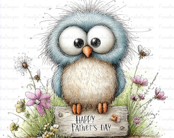 Imágenes prediseñadas de animales para el Día del Padre, letreros divertidos y adorables de animales para papá, arte para el mejor papá, JPG para uso comercial