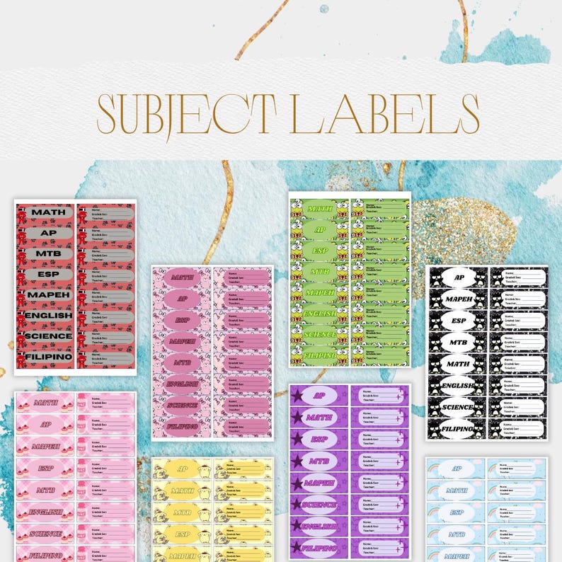 Printable School Subject Labels for Students | School Notebook Subject ...