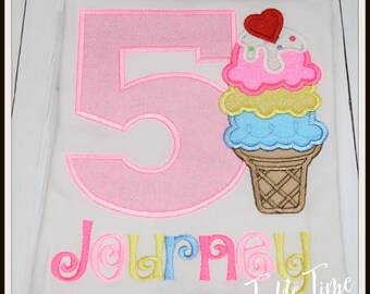 Personalized birthday Ice Cream shirt  Embroidered Ice Cream birthday Ice Cream social