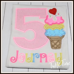 Personalized birthday Ice Cream shirt  Embroidered Ice Cream birthday Ice Cream social