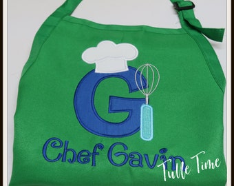 Child apron Personalized Letter Children Chef Apron with Pocket for Boys and Girls Kitchen Cooking Baking