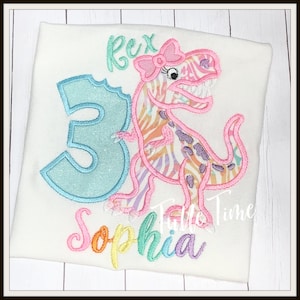 3rd Birthday girls Dinosaur Shirt , T-Rex Dinosaur Shirt, 3 Rex Birthday Shirt, Three Rex Birthday Shirt, girls dino birthday