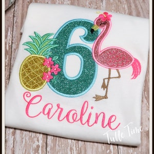 Pineapple friends Flamingo birthday shirt glitter Pineapple birthday shirt tropical