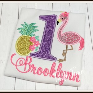 Pineapple friends Flamingo birthday shirt purple glitter Pineapple birthday shirt tropical