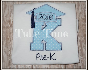 Embroidered Graduations Letter name Grade  Kindergarten 1st, 2nd, 3rd, 4th grade shirt all sizes