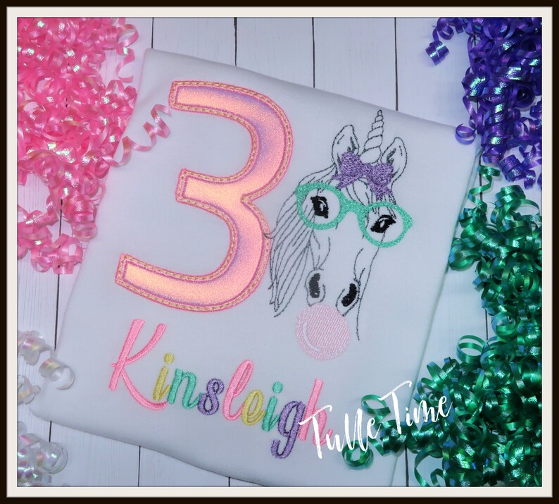 Unicorn bubble gum birthday shirt, Party Animal Birthday Shirt, Unicorn Birthday, Pastel rainbow unicorn image 2