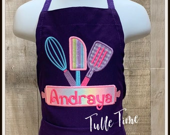Personalized gift lightweight Child Apron with Pocket for Boys and Girls Kitchen Cooking Baking Personalise