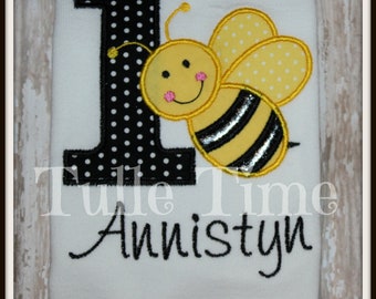 Bee birthday shirt, Bumble Bee bug number birthday shirt  boy or girl