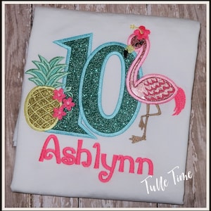 Pineapple Flamingo birthday shirt, Pineapple birthday shirt, Tropical birthday shirt, Girls Birthday Shirt, Hawaiian birthday shirt