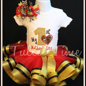 My First  Mother&#39;s Day Embroidered Gold Leopard   tutu dress combo bow headband size Newborn, 0-3m, 3-6m, 6-12, 12 months 18 months